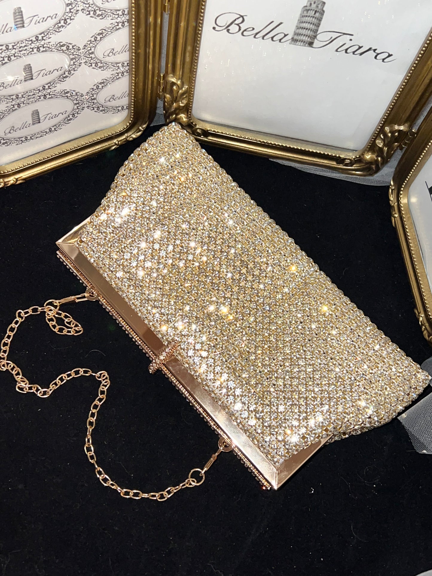 Adoragold - Swarovski crystal gold clutch purse