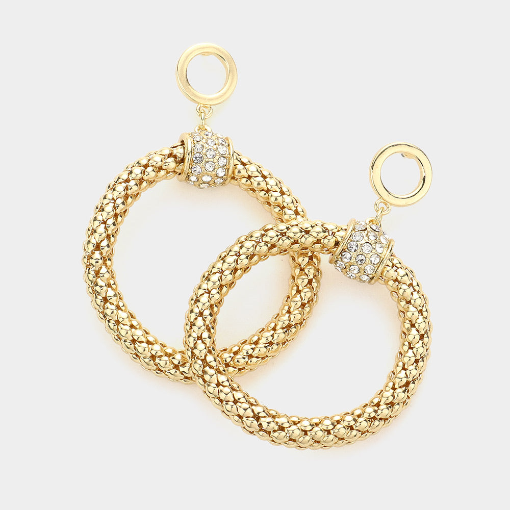 Everly - Crystal accent gold hoop earrings