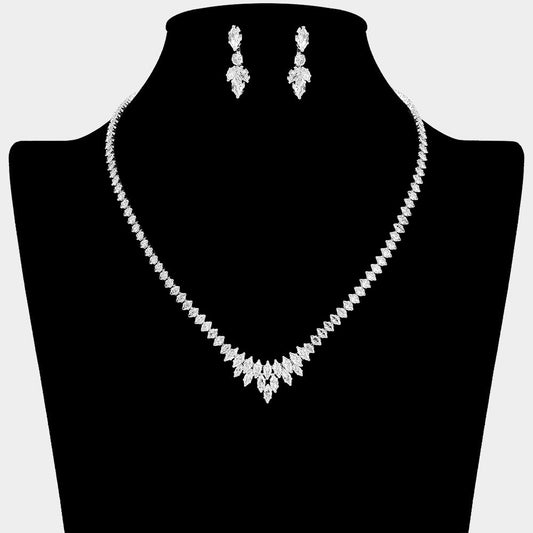 Nazeli - Elegant Timeless cz bridal necklace set