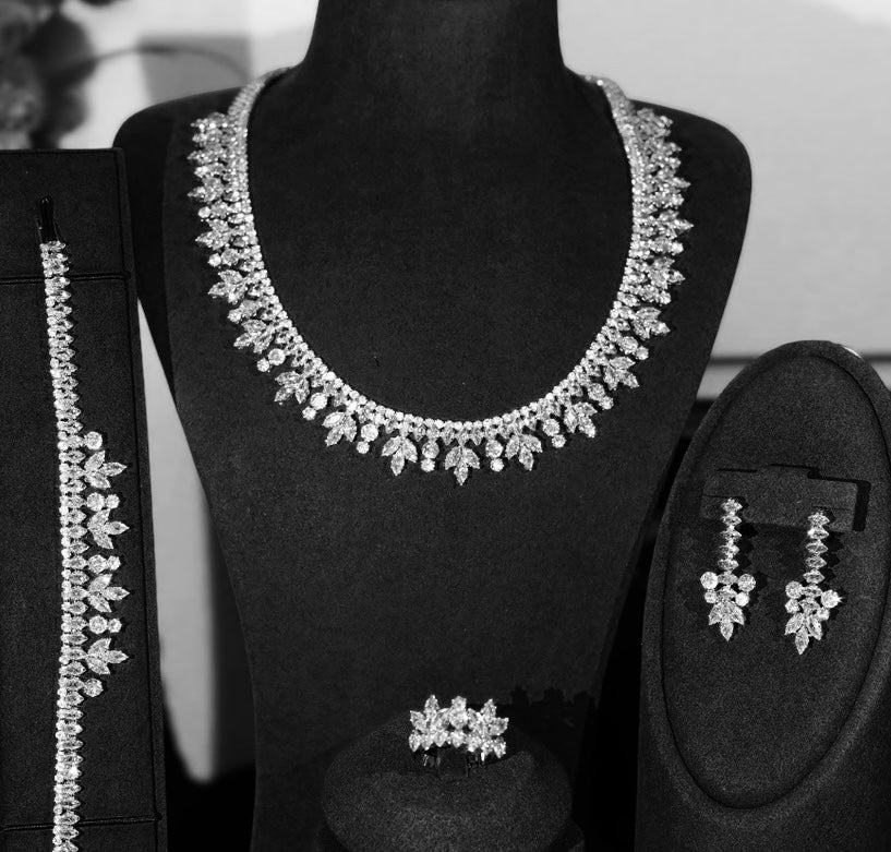 Anika -  Elegant CZ 4pcs bridal necklace set