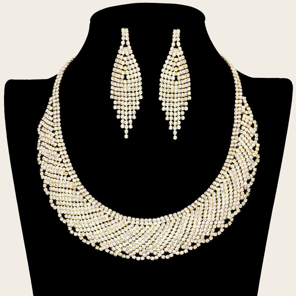 Alina -  Crystal CZ gold Statement necklace set