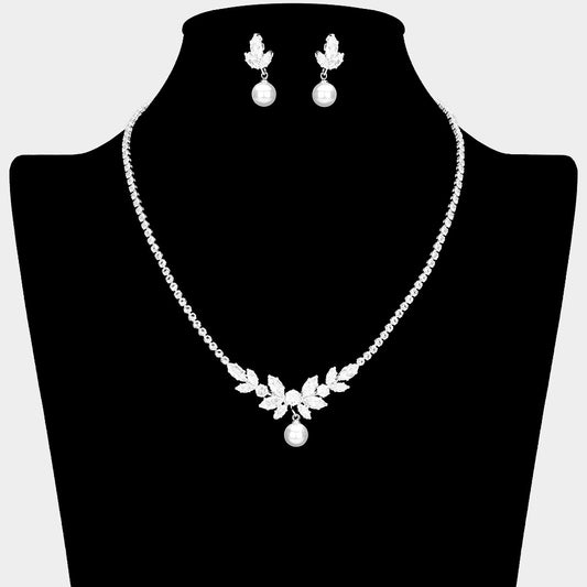 Bria - Elegant Timeless pearl drop bridal necklace set