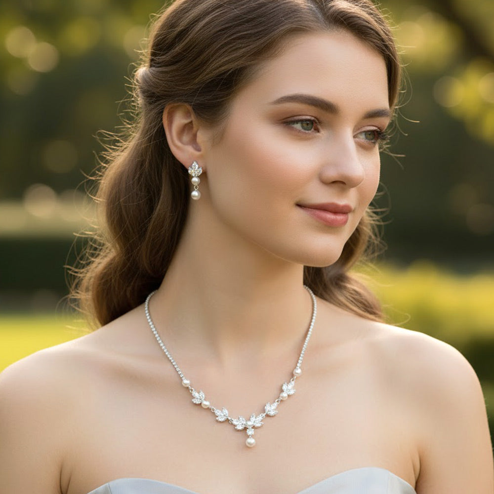 Tremika - Pearl bridal necklace set