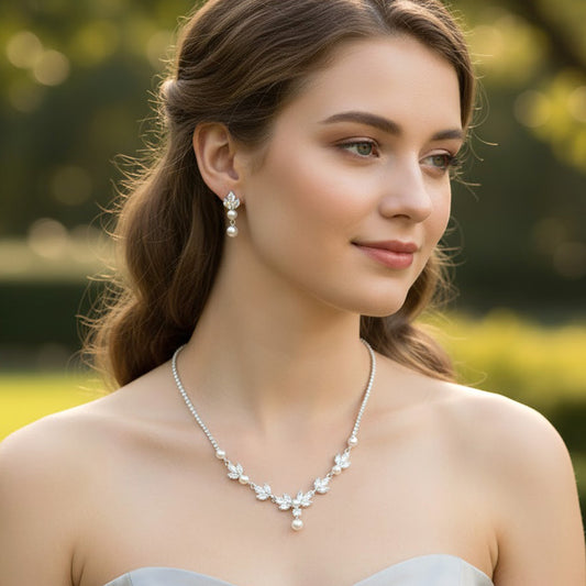 Tremika - Pearl bridal necklace set