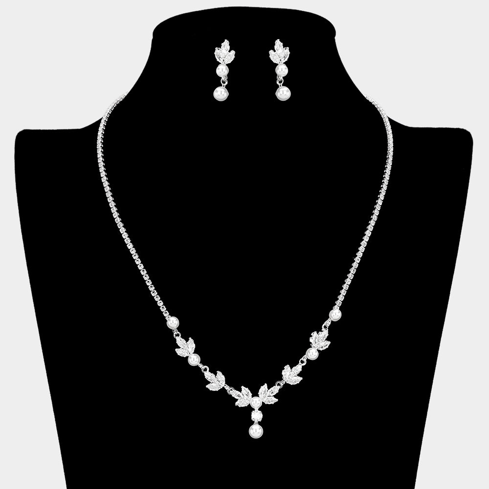 Tremika - Pearl bridal necklace set