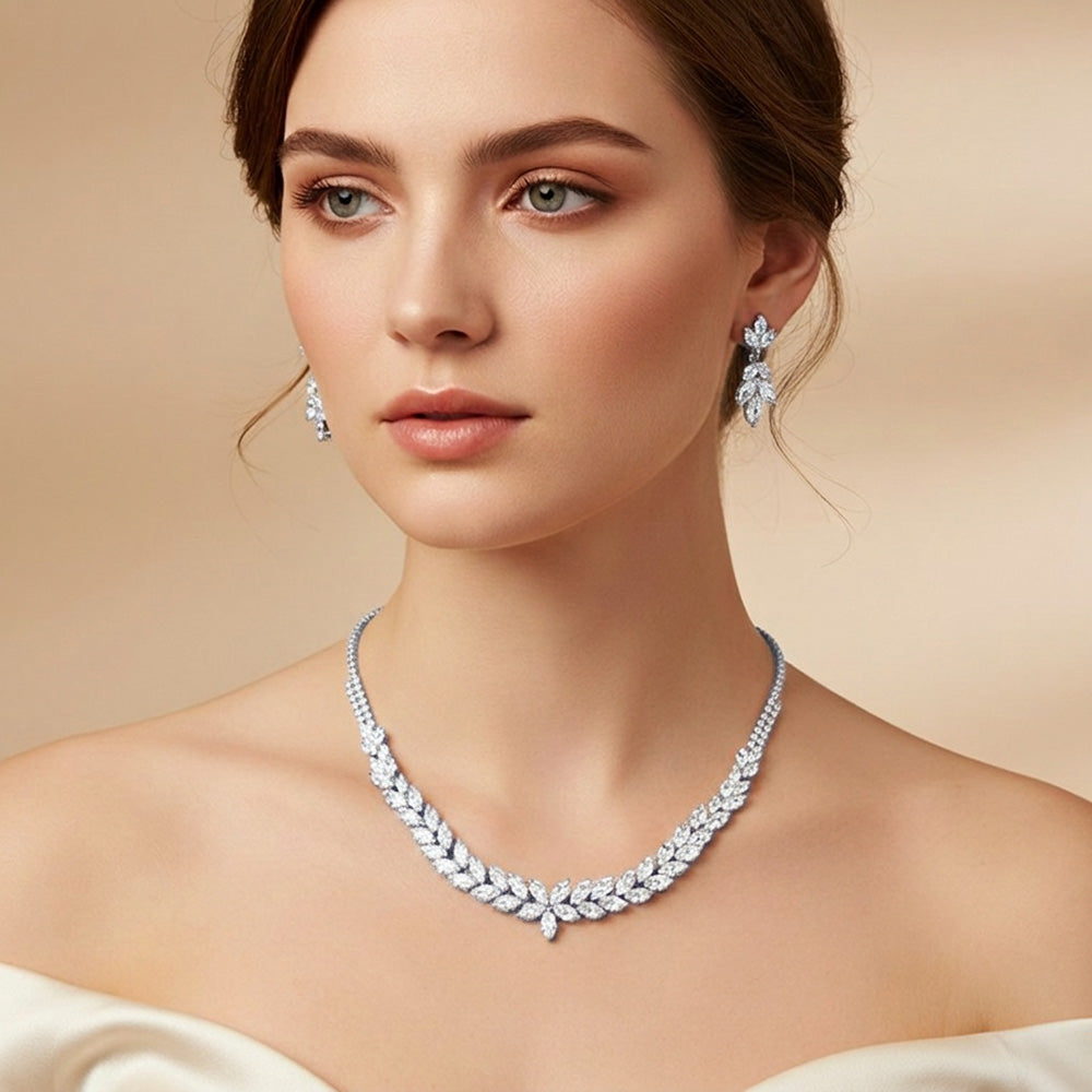Glenda- Elegant crystal cz wedding necklace set