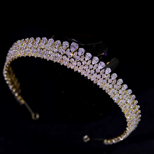Mariegold - Dazzling Swarovski Crystal gold Tiara crown