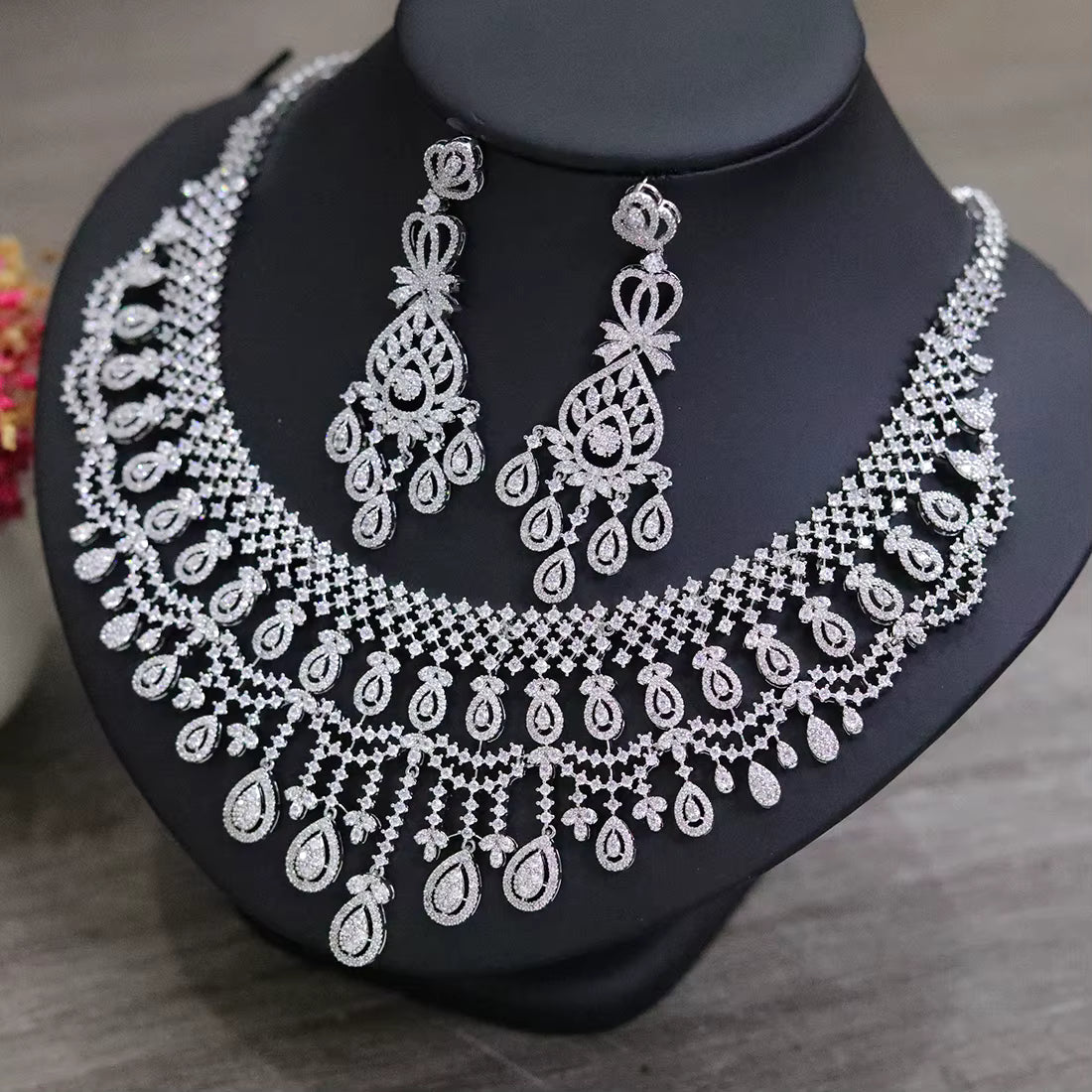 Constantina - Statement royal crystal bridal necklace set