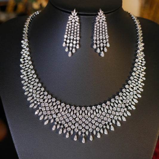 Shanice - Stunning, bridal simulated diamond crystal necklace set