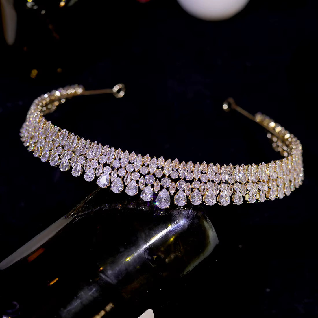 Mariegold - Dazzling Swarovski Crystal gold Tiara crown
