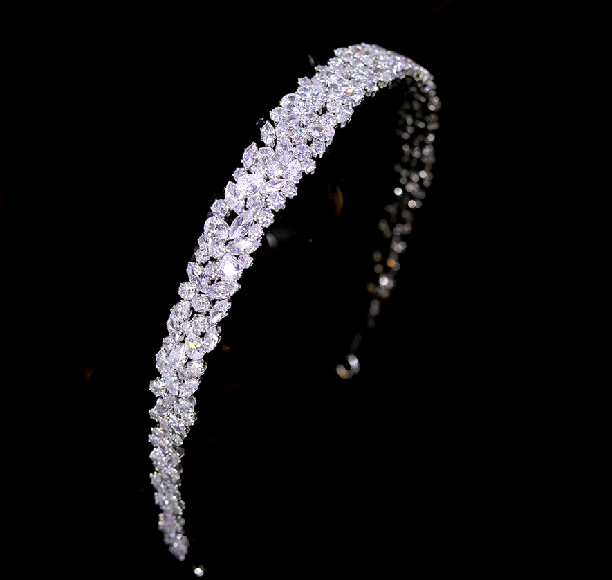 Ashley - Swarovski crystal silver wedding headband