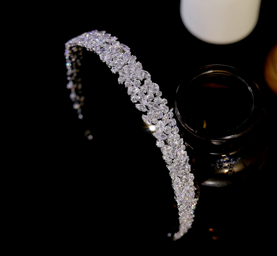 Ashley - Swarovski crystal silver wedding headband