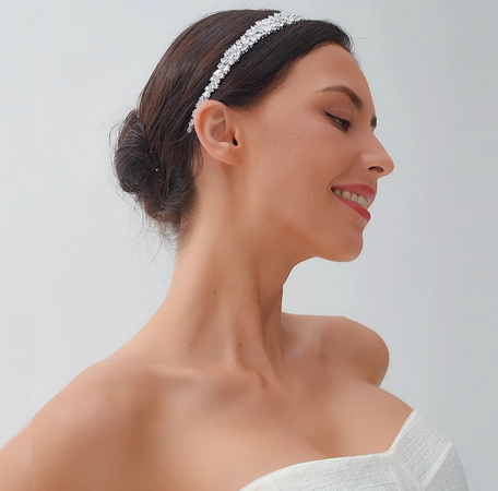 Ashley - Swarovski crystal silver wedding headband