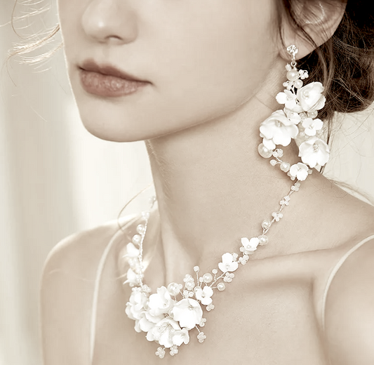 Bermuda - Gorgeous flower drop hoop bridal earrings