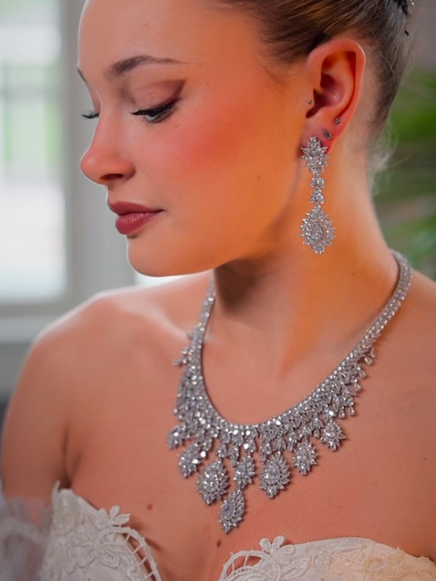 Sarina - Statement royal crystal bridal necklace set