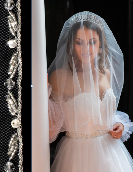 Irida - Beaded crystal edge cathedral veil with blusher