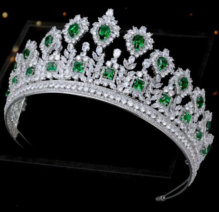 Alissa- Emerald Green Swarovski Crystal Crown Tiara