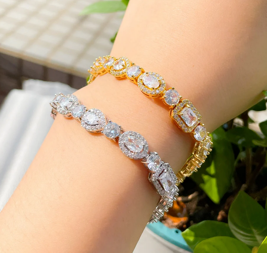 Lillianagold- Exquisite Gold Crystal CZ bridal bracelet