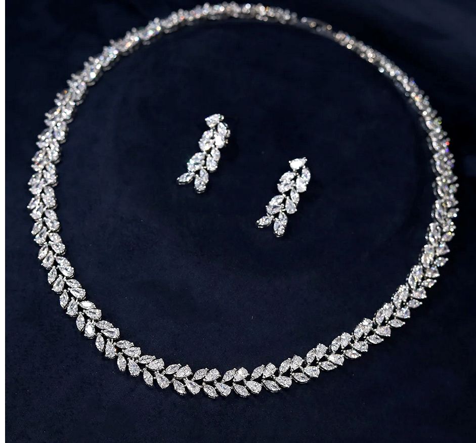 Tatiana-  Stunning collar CZ bridal necklace set