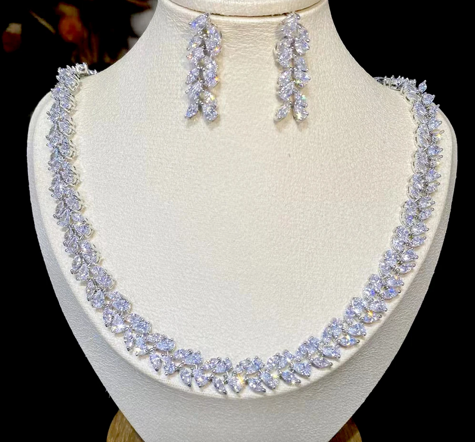 Tatiana-  Stunning collar CZ bridal necklace set