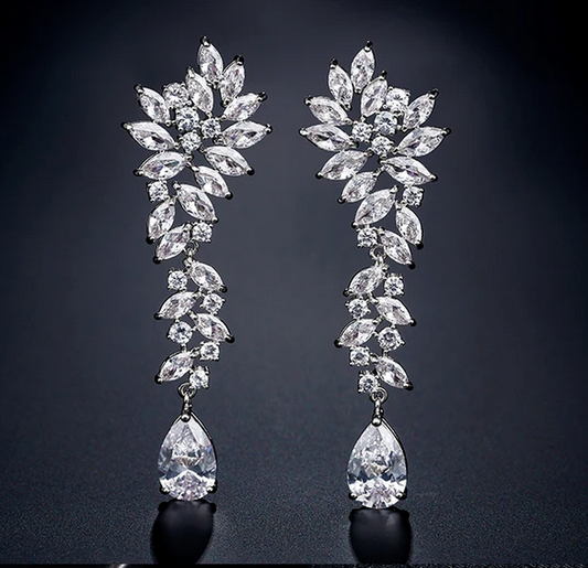 Rachella - Swarovski crystal drop long bridal earrings