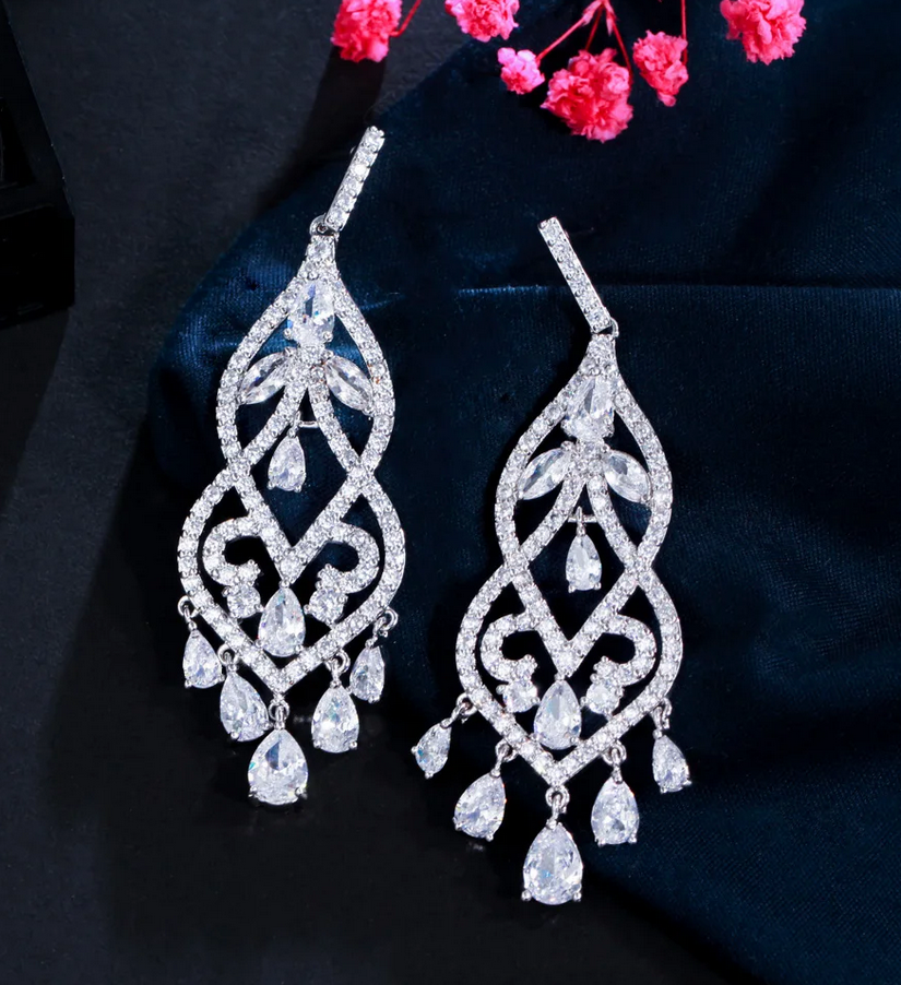 Giuliana - Elegant CZ chandelier drop bridal earrings