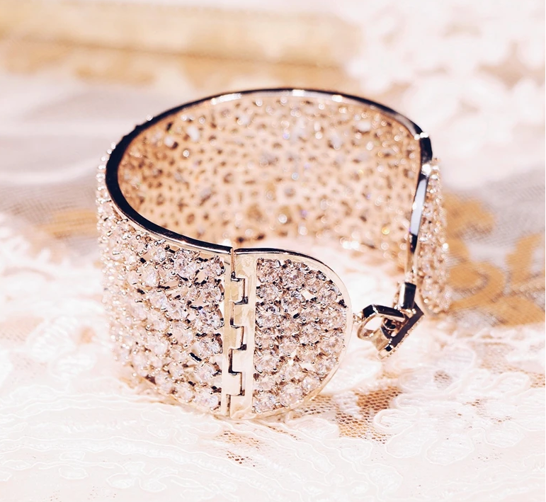 Valencia - Glamorous wide crystal cuff wedding bracelet