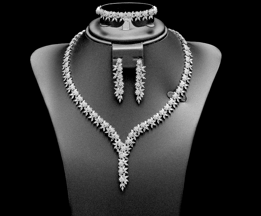 Ambra -  Crystal 3pc CZ bridal necklace set