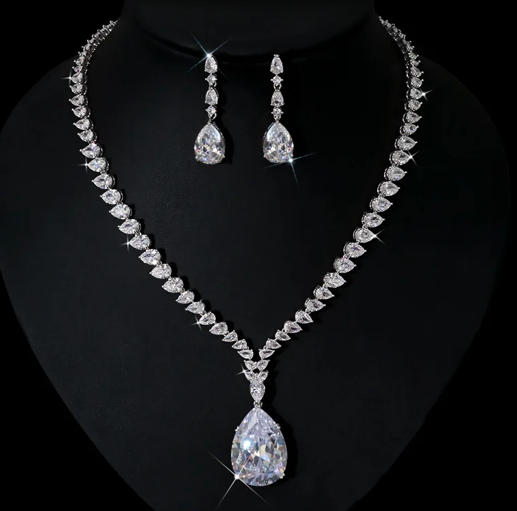 Stefania - Stunning statement CZ bridal necklace set