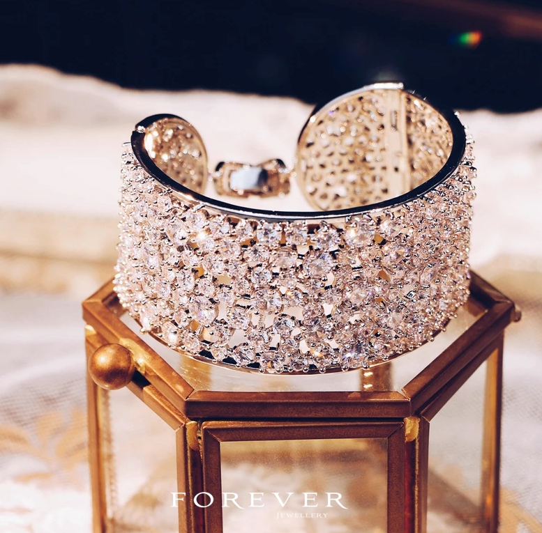 Valencia - Glamorous wide crystal cuff wedding bracelet