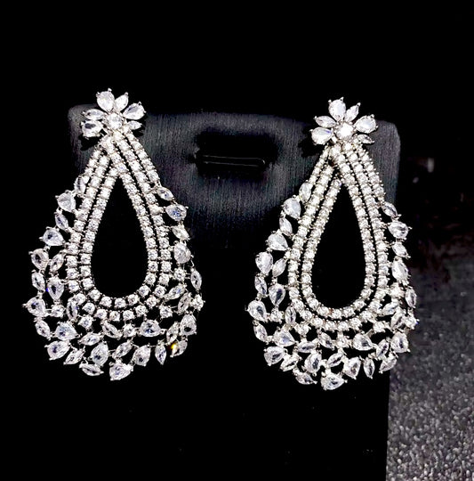 Honey - Stunning simulated diamond cz bridal earrings