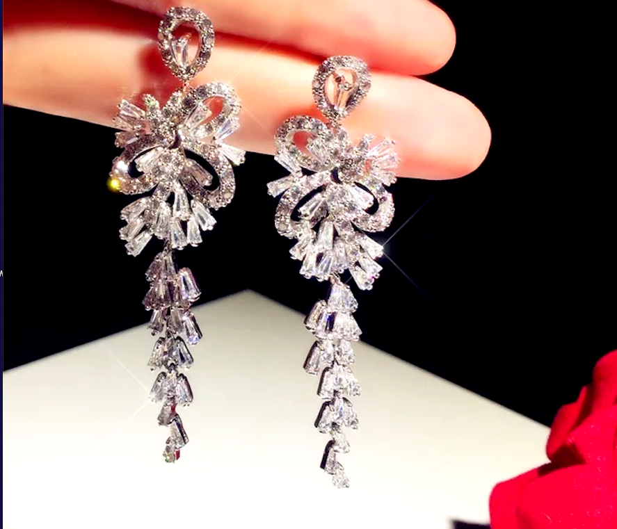 Dana -  Beautiful swarovski crystal drop wedding earrings