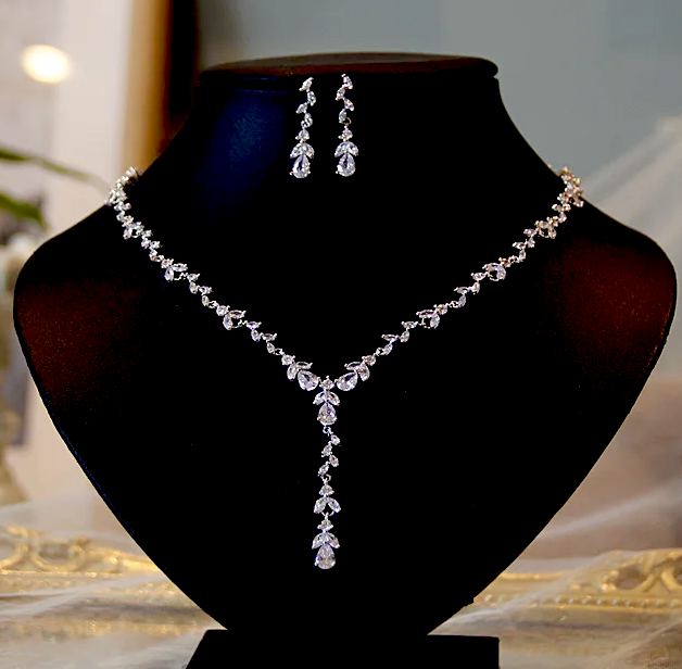 Rosamaria -  Elegant vine bridal bridesmaids prom necklace set