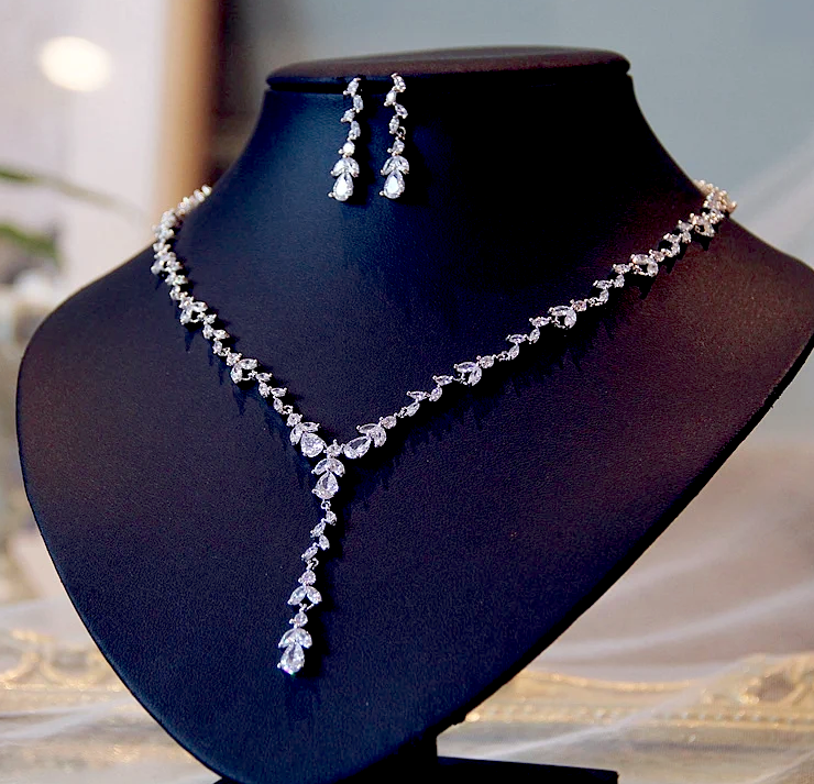 Rosamaria -  Elegant vine bridal bridesmaids prom necklace set