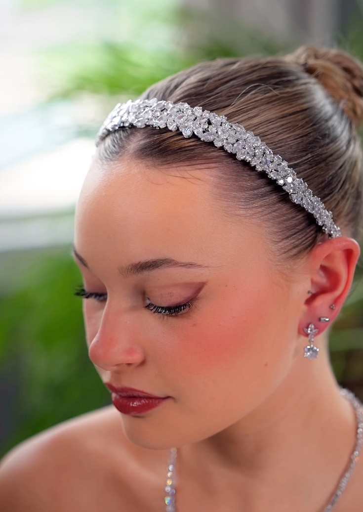 Ashley - Swarovski crystal silver wedding headband