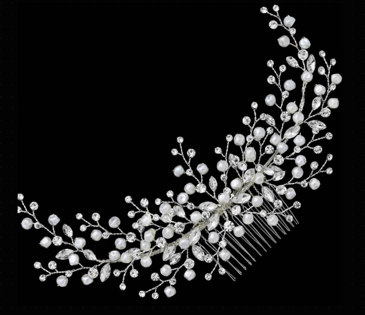 Danna - Swarovski pearl crystal wedding hair comb