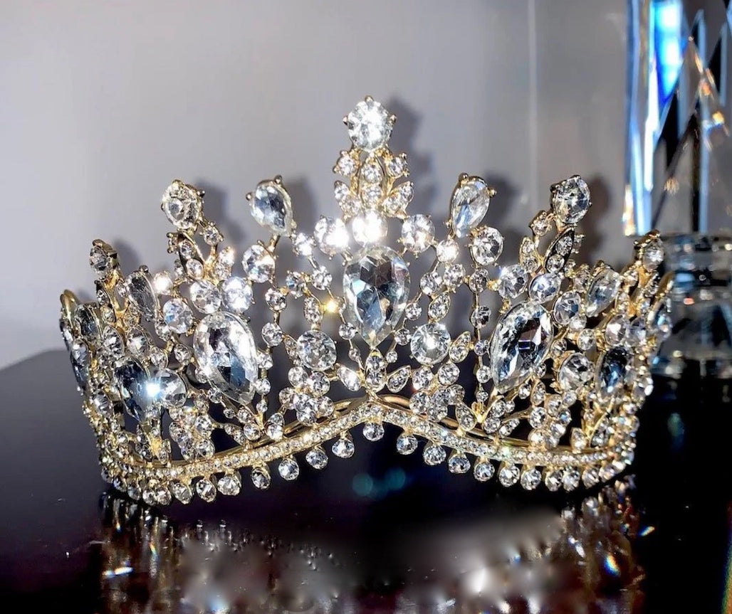 Jasmine -Dazzling Crystal gold Tiara