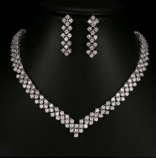 Sheila - Elegant cz bridal evening necklace set
