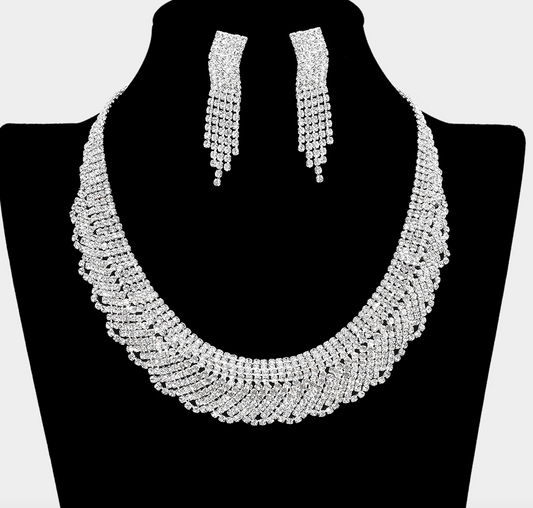 Gilda- Crystal Rhinestone evening necklace set