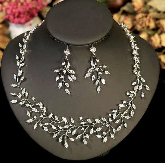 Gloriarose - Crystal Vine Bridal Necklace Set