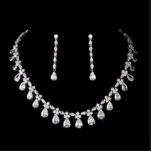 Princess Maxella - Elegant CZ wedding necklace set