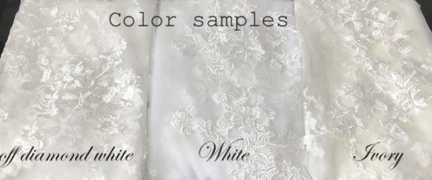 Bridal veil swatches. - white, diamond off white, ivory, champagne
