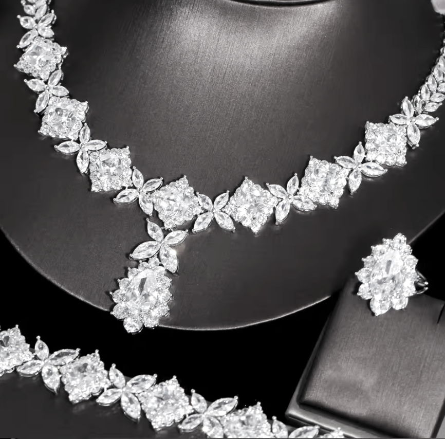 Ella -  Exquisite CZ bridal necklace set
