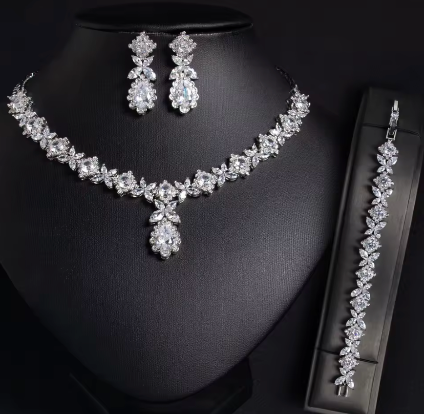 Ella -  Exquisite CZ bridal necklace set