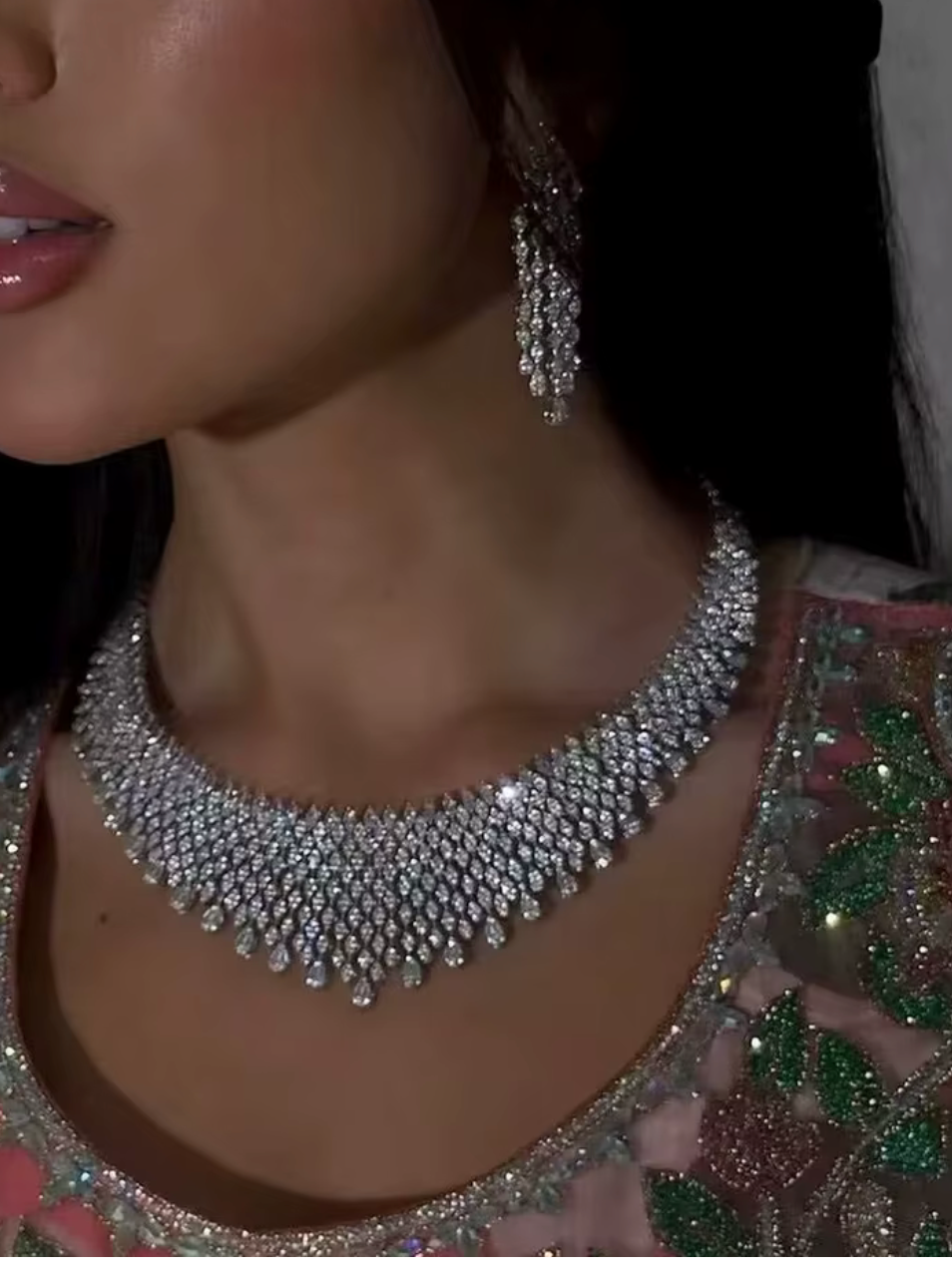 Shanice - Stunning, bridal simulated diamond crystal necklace set