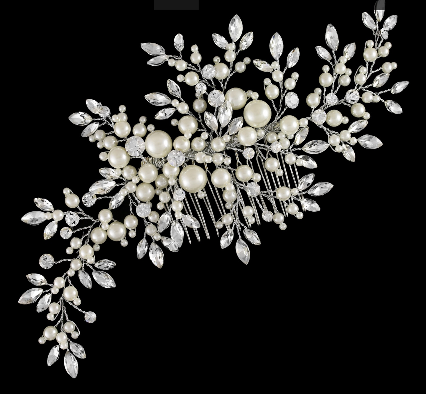 Paulina - Pearl crystal wedding comb