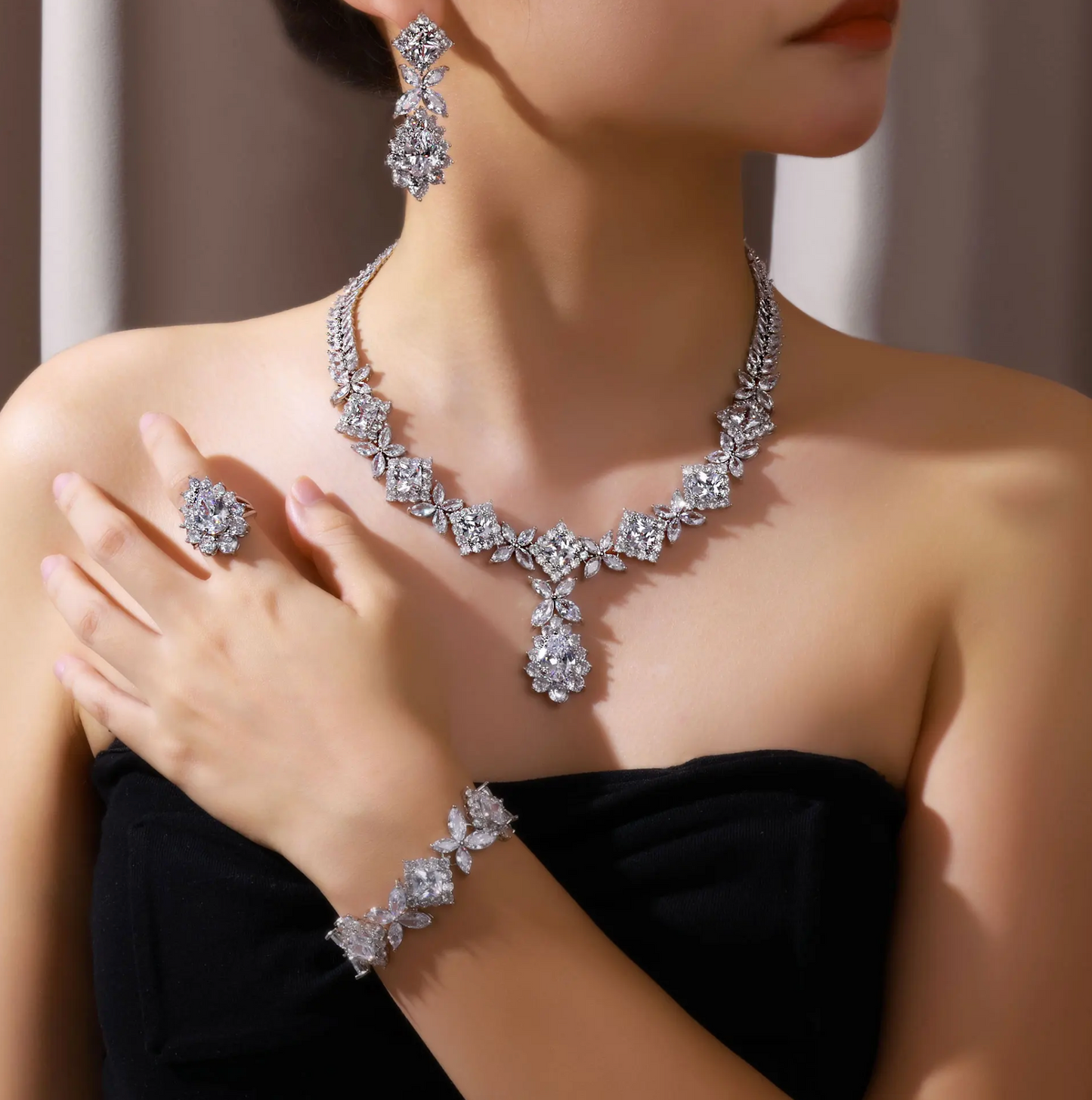 Ella -  Exquisite CZ bridal necklace set