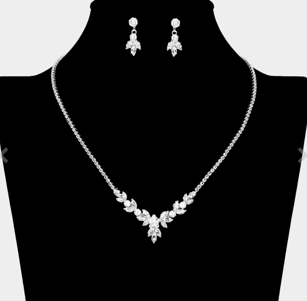 Noeli - Elegant vine drop cz wedding necklace set