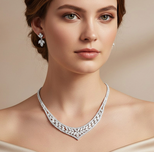 Sheila - Elegant cz bridal evening necklace set