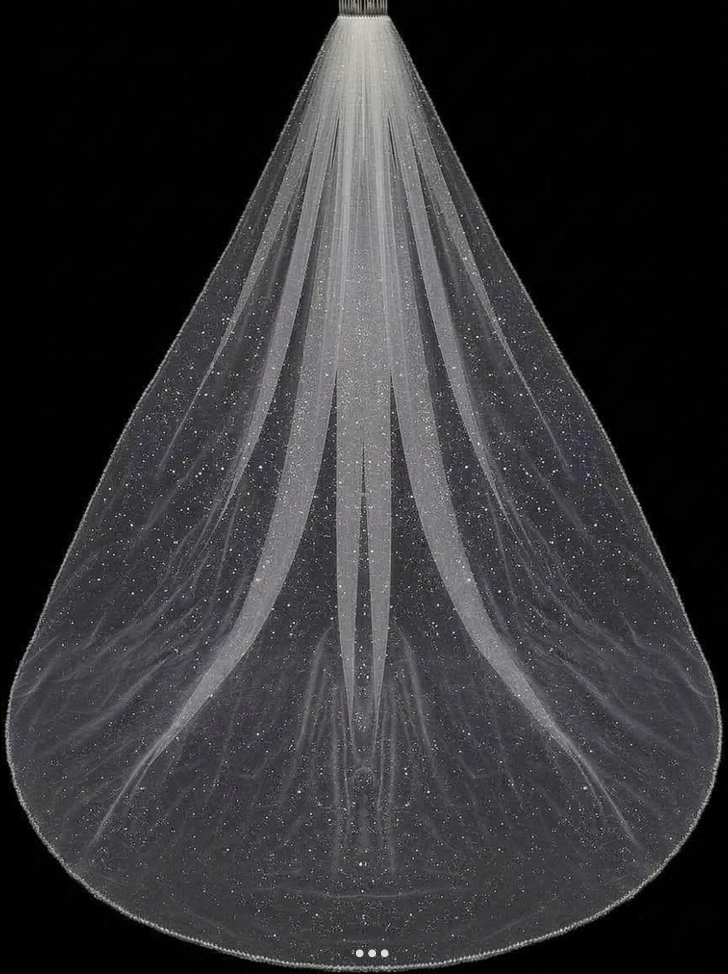 Heather – Shimmer glitter tulle crystal edge cathedral wedding veil